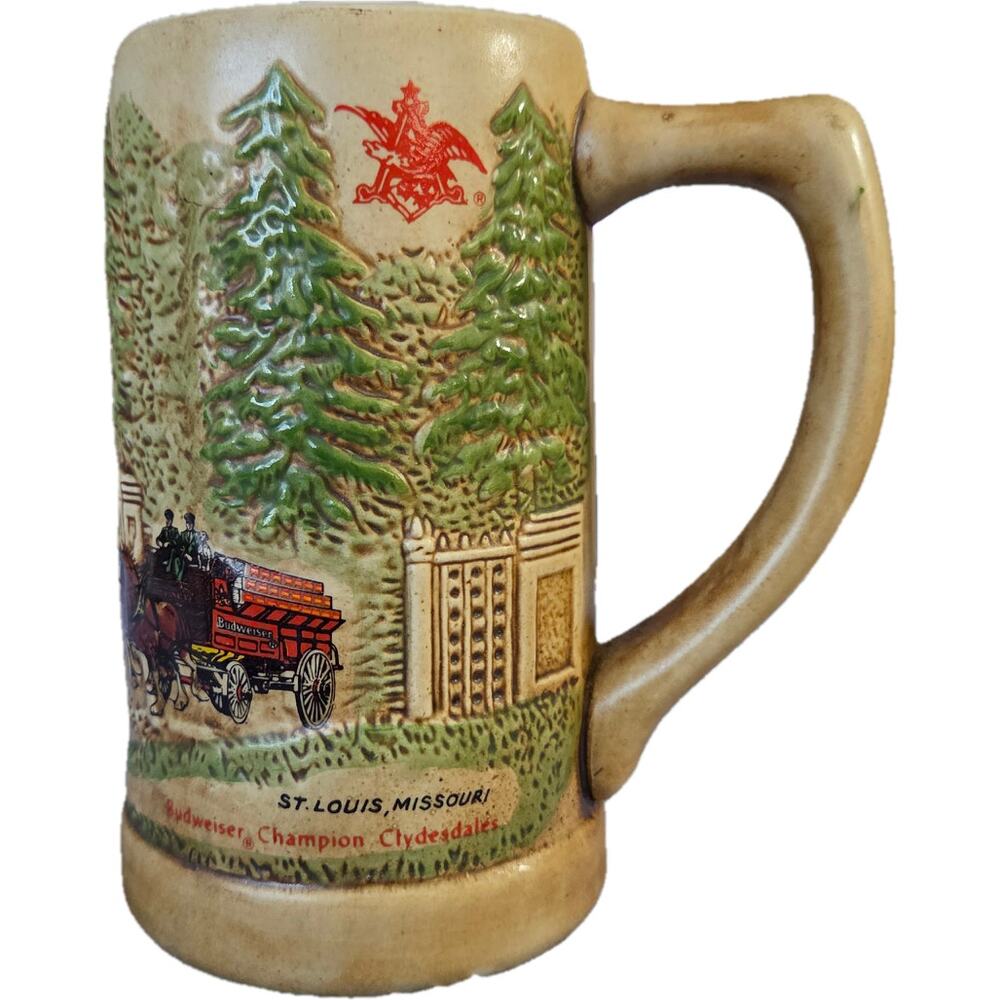 Vtg 1976 Budweiser Champion Clydesdales Horse Holiday Stein EUC
